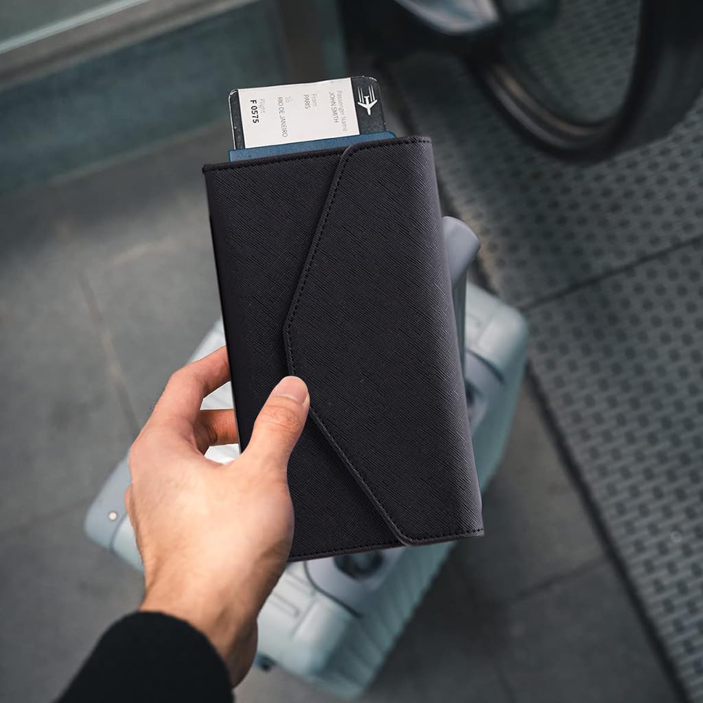 GUSTAVE Passport Wallet for Travel with RFID Blocking and 7 Slot Bifold Design | PU Leather