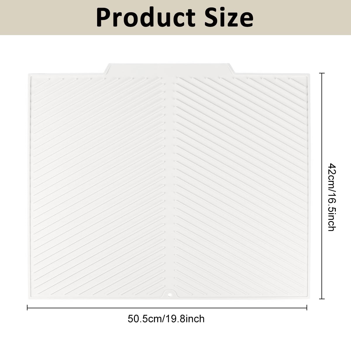 HASTHIP Kitchen Silicone Dish Drying Mat for Counter or Sink with Drain Lip 19.9x16.7 in | Heat‑Resistant Food‑Grade Silicone