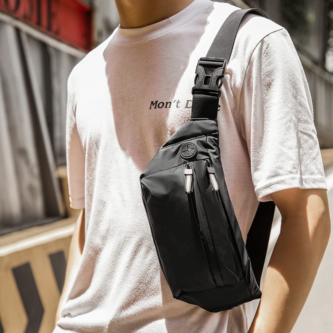 PALAY Waist Bag for Running and Travel with 13–39 in Adjustable Belt | Waterproof PU Black