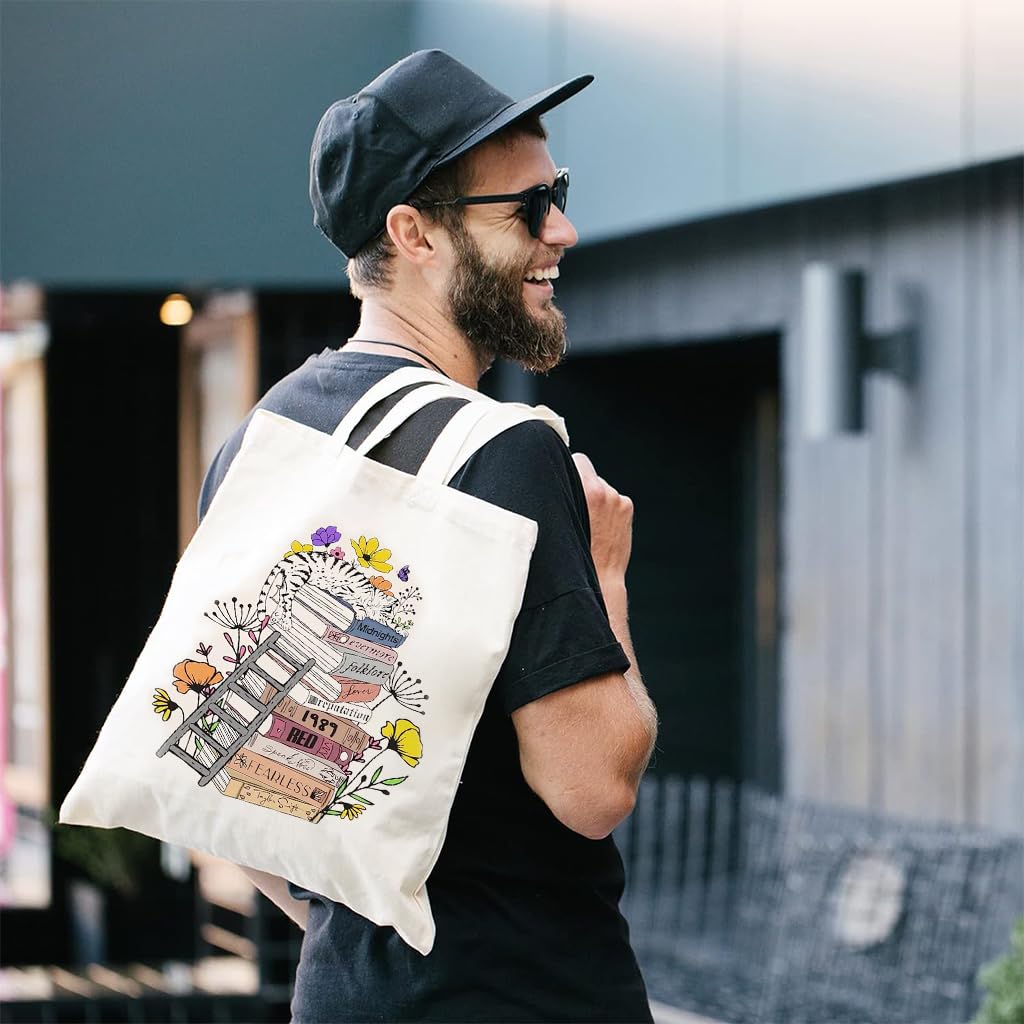 PALAY® Taylor Tote Bag with Zipper Inner Pocket Singer Album Inspired Fans Gifts Music Lovers Reusable Canvas Bags