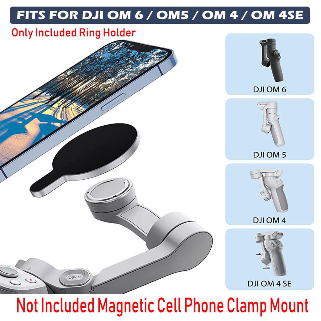 DJI Magnetic Ring Clamp Holder for OM and Osmo Gimbals featuring Strong Metal Magnet | Quick Phone Mount for iPhone and Android