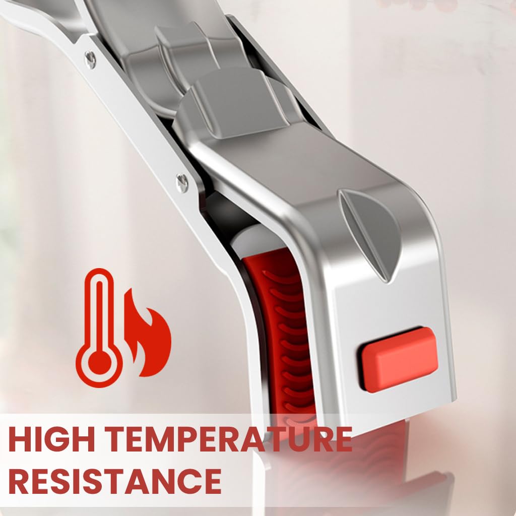 Supvox Tongs for Hot Utensils with Non Slip Grooved Silicone Tips and Stainless Steel Handle | Safe Heat Protection for Microwave Oven and Air Fryer