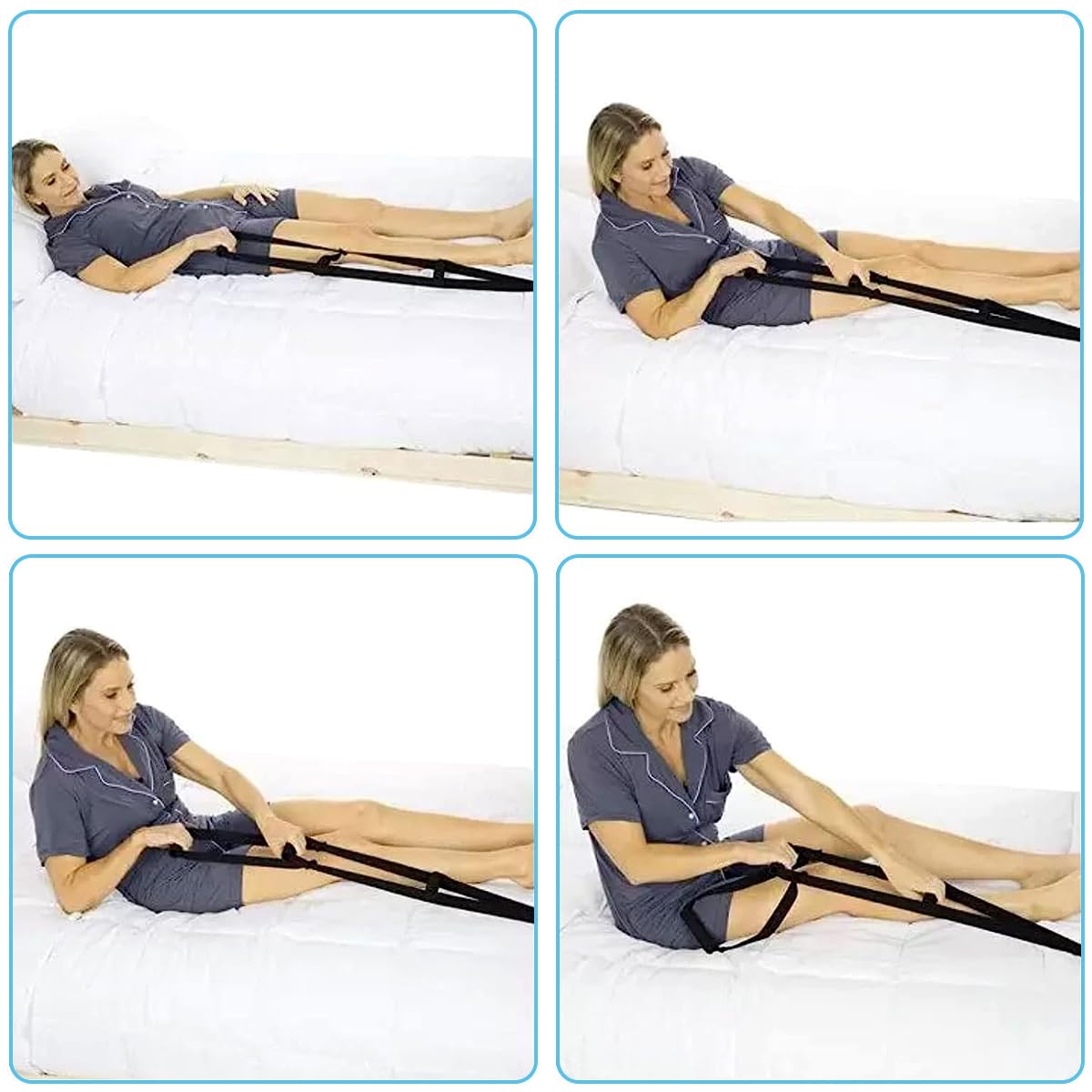 HANNEA Bed Ladder Assist for Elderly and Injury Recovery with 4 Handle Grips | 2.96m Adjustable Nylon Strap