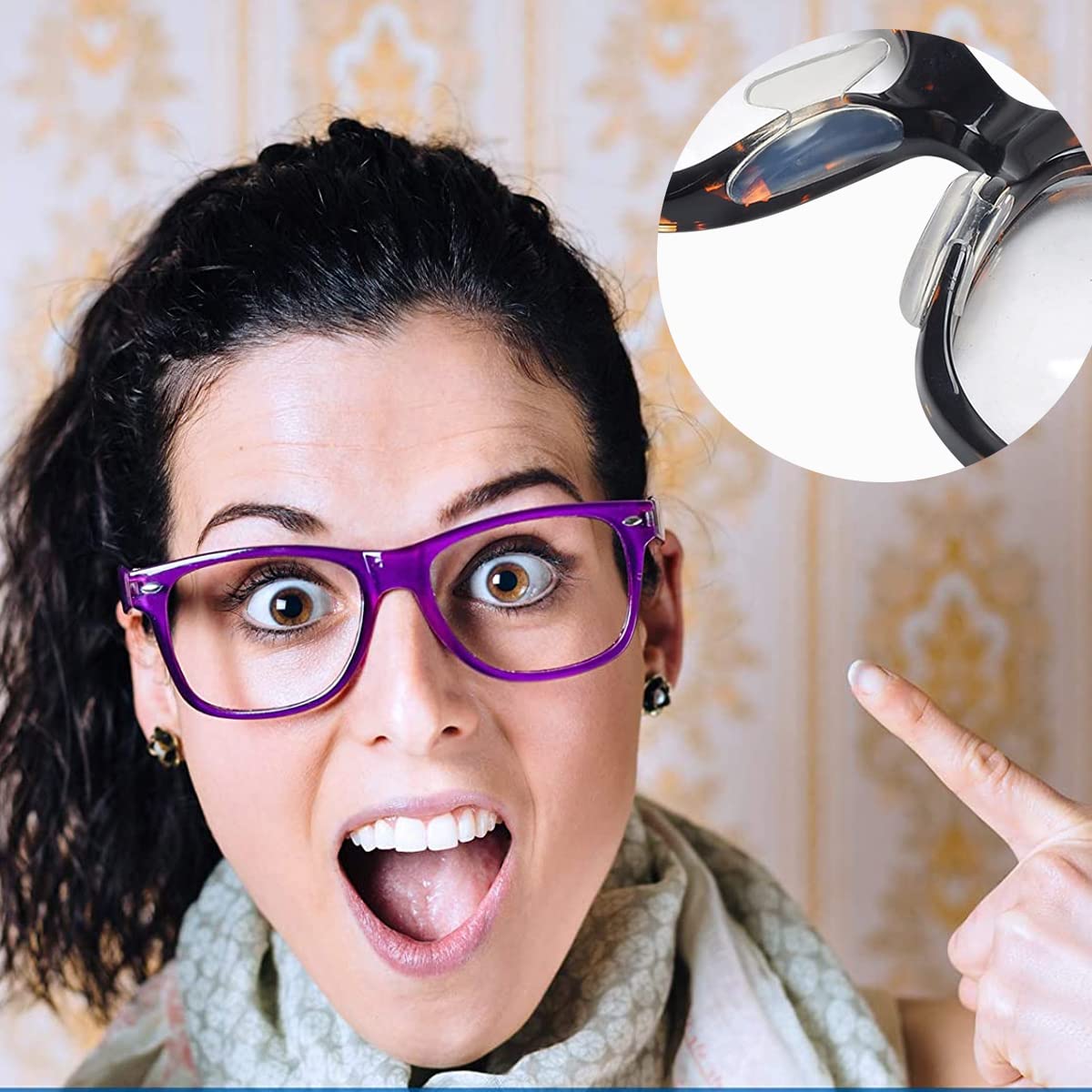 MAYCREATE Eyeglass Nose Pads for Plastic Frames with Hourglass Air Chamber Design | 12 Pairs White Silicone