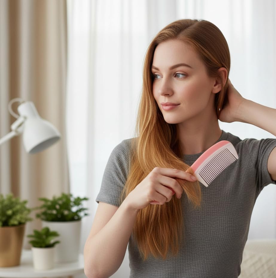 ZIBUYU Fine and Wide Tooth Detangling Comb for Easy Hair Styling and Smooth Finish