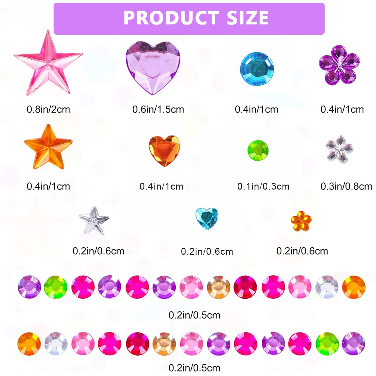 MAYCREATE Gem Stickers for DIY Crafts and Nail Art with Self Adhesive Acrylic Rhinestones | 5 Sheet Set