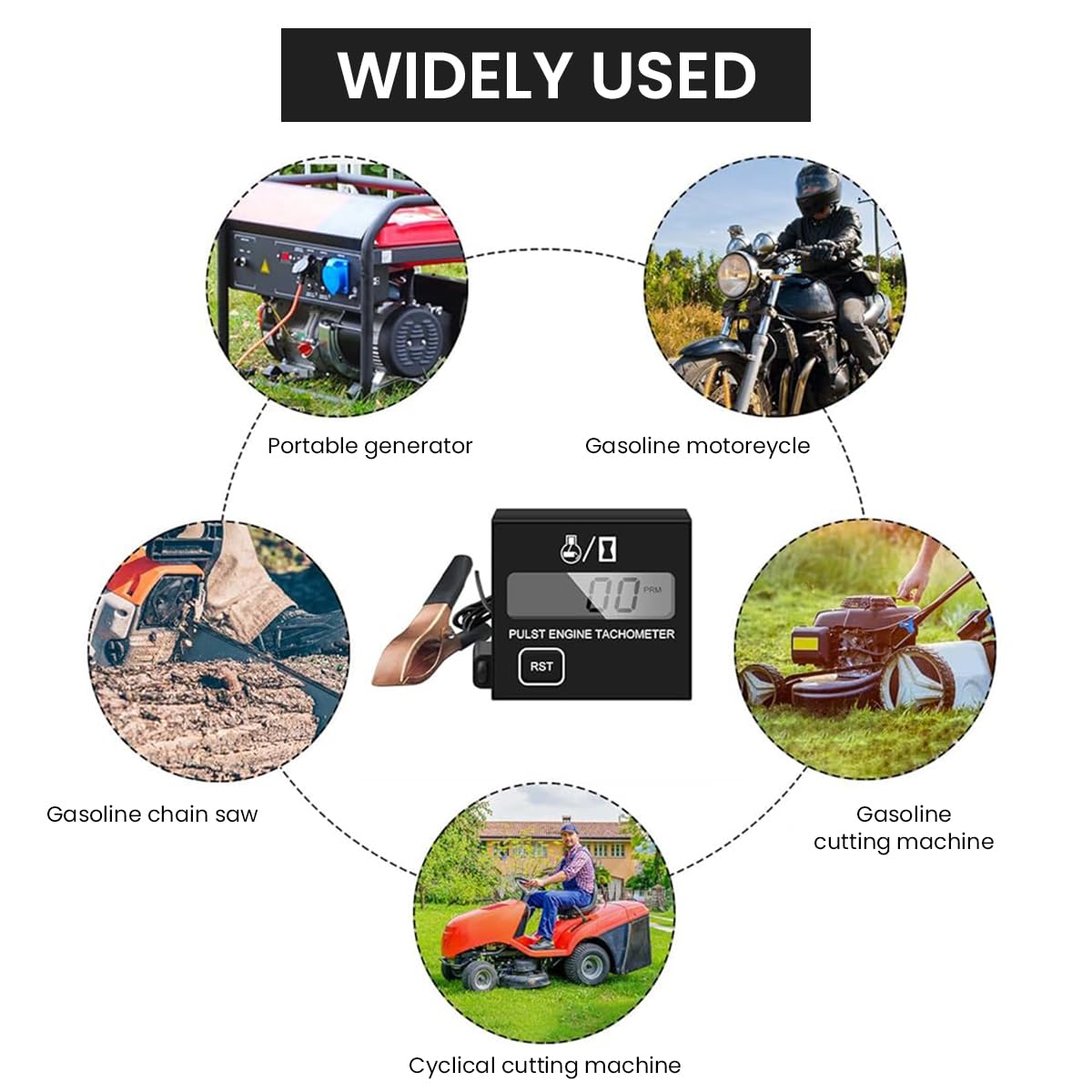 Serplex RPM Meter Digital Tachometer for Engines with LCD Display and Button Control | Portable Waterproof Design