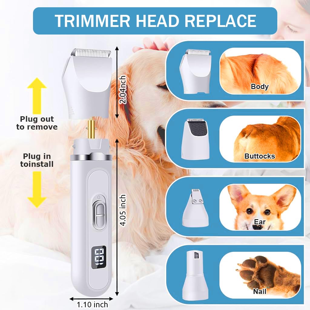 Qpets Pet Grooming Kit for Cats and Dogs with 4 Pcs Stainless Steel Tools featuring Spring Loaded Nail Clippers and Ergonomic Handles