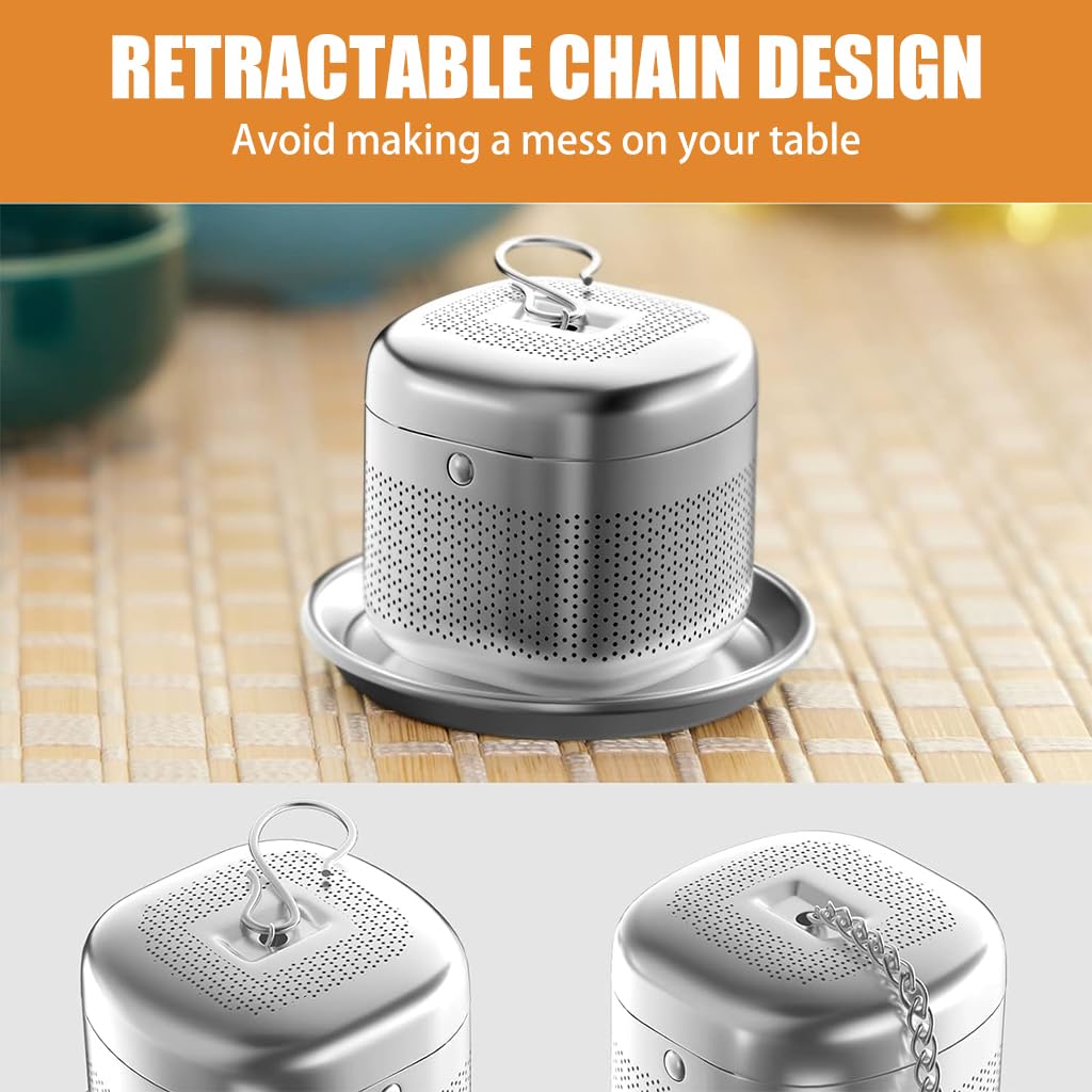 Supvox Tea Infuser Cube for Loose Leaf Brewing with Hook Chain Fine Mesh 4x4x3.8cm 304 Stainless Steel