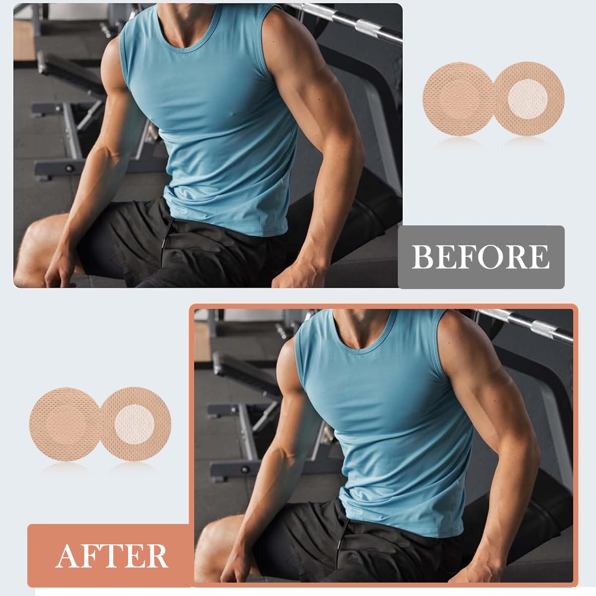 HANNEA Nude Nipple Covers for Men with 90 Count Adhesive Pads featuring Non Woven Invisible Design | Prevents Chafing and Irritation