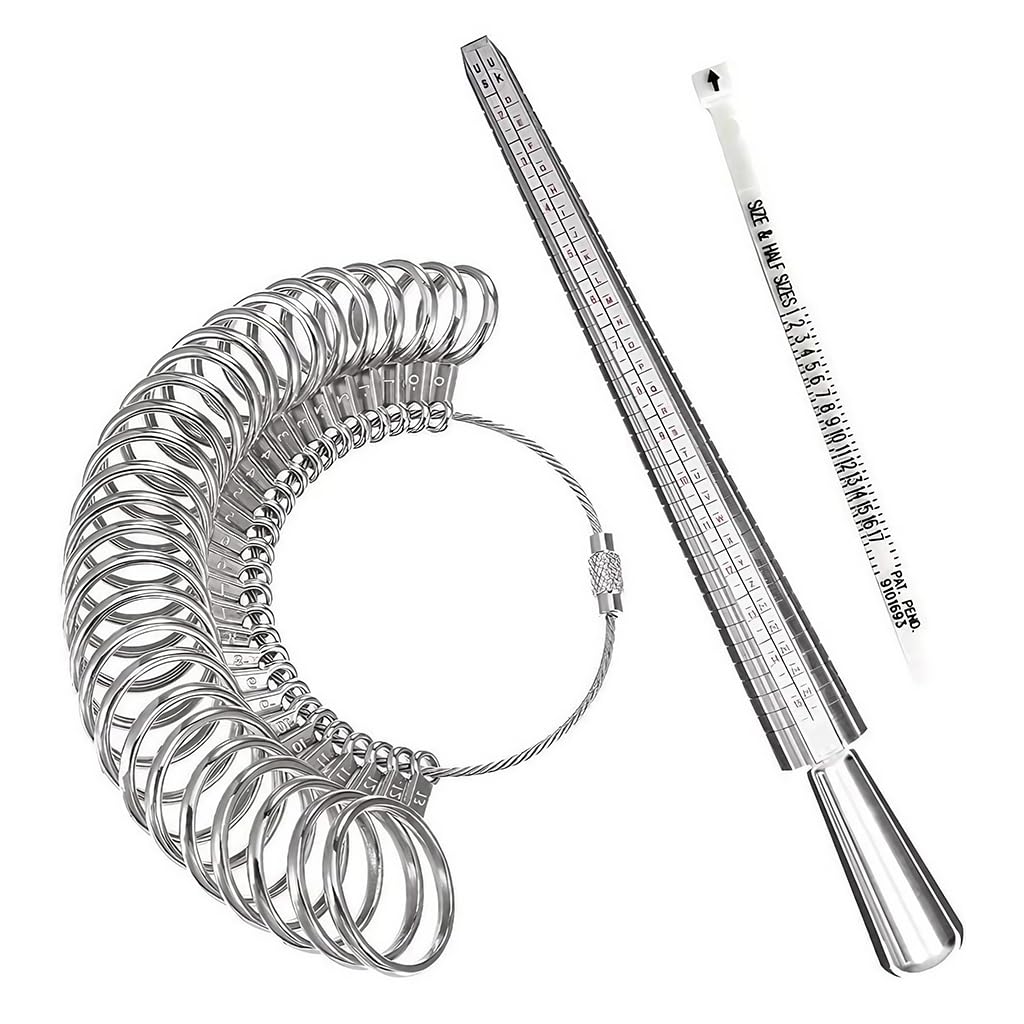 Venzina Ring Sizer Measuring Tool Set for Jewelry Making with 3Pcs Gauges and Mandrel