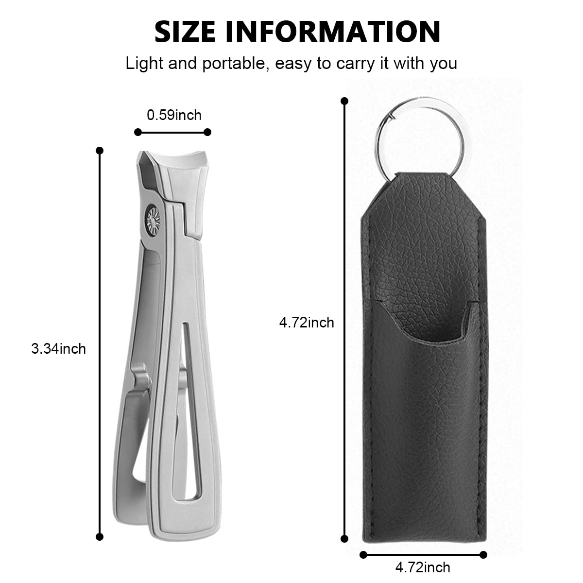 ZIBUYU Nail Cutter for Thick Nails with Rivet Shaft Design and 8.7×1.5cm Leather Case | Stainless Steel Clippers for Men and Women