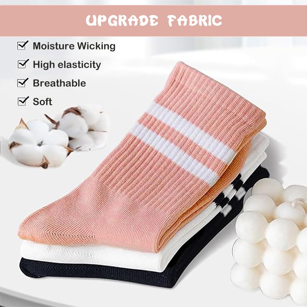 Zibuyu Socks for Women with Anti Slip Silicone Nubs and Breathable Cotton | 3 Pairs for Yoga and Gym Workouts