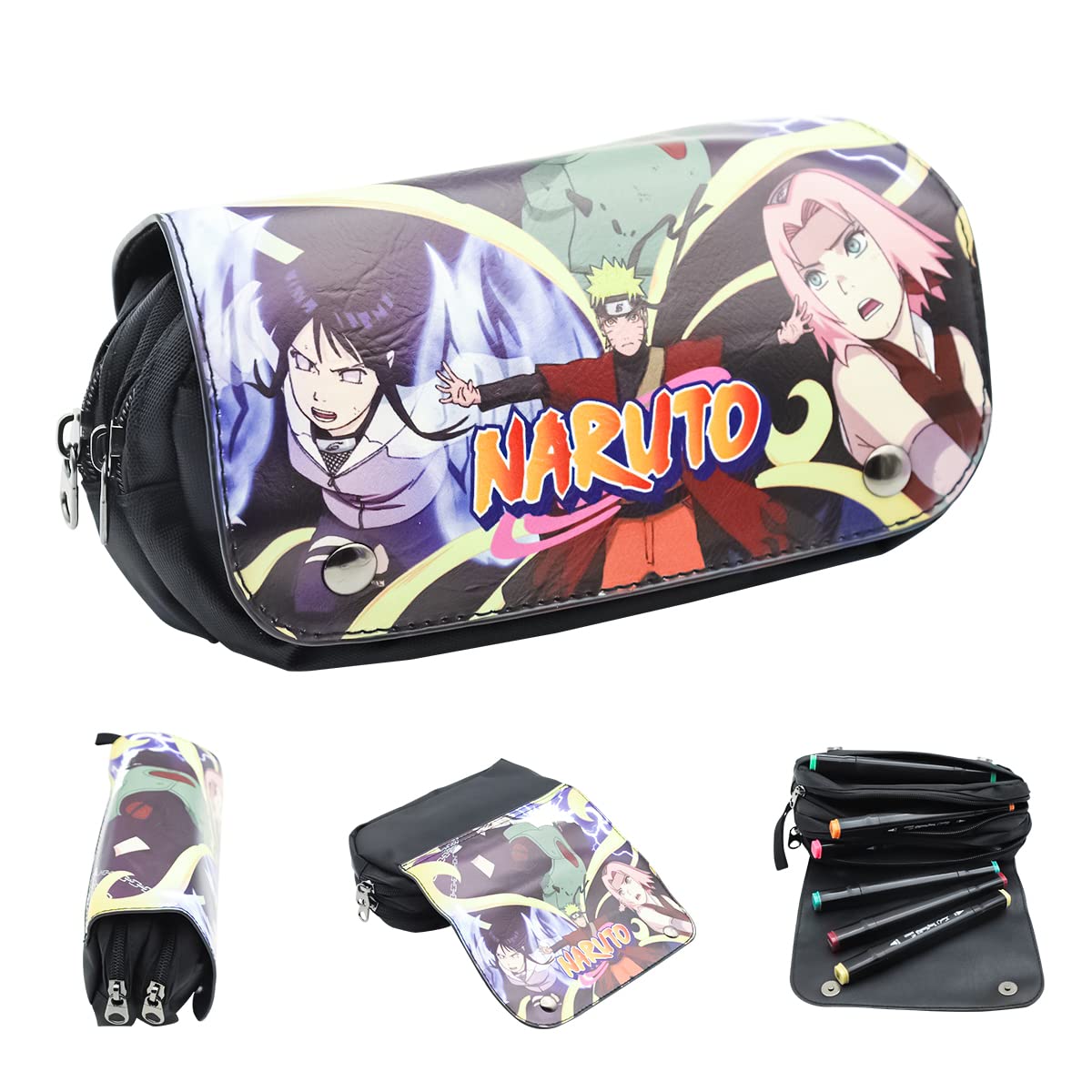 FANCYKU Na ruto Pencil Case for Students with Dual Layer Storage and PU Cover | Anime Gift