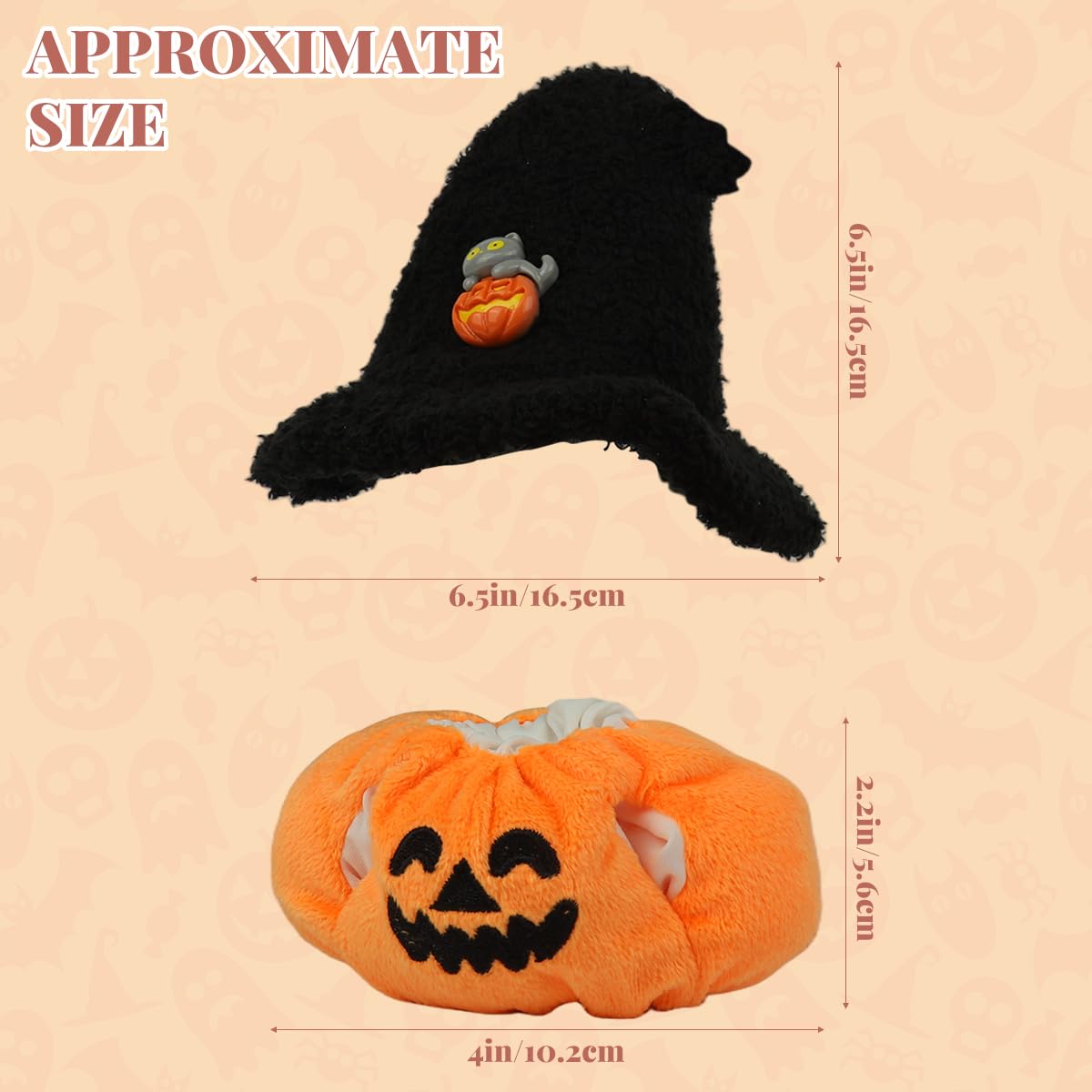 PATPAT Halloween Wizard Pumpkin Jumpsuit for 4'' and 6'' Collectible Dolls with Hat | Festive Display Outfit
