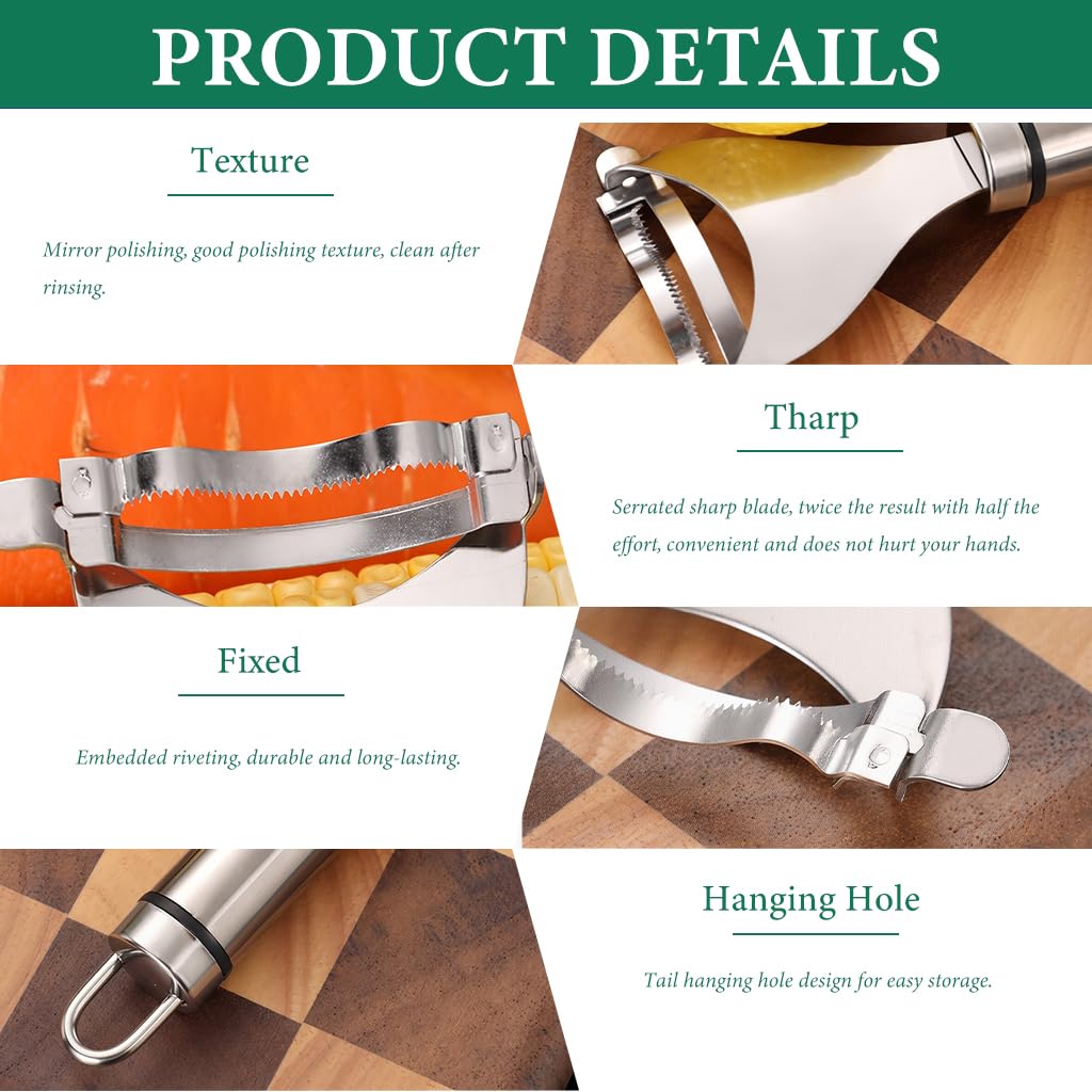 ZIBUYU Corn Peeler for Fresh Corn Dishes with Serrated Blade & Ergonomic Handle | Dishwasher Safe Stainless Steel Tool