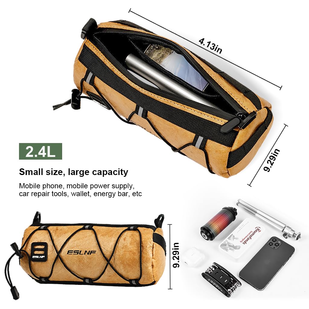 PROBEROS Bike Handlebar Bag for Outdoor Riding with 23.6x10.5x10cm Capacity and Dual Straps | Waterproof 900D Polyester Shoulder Style