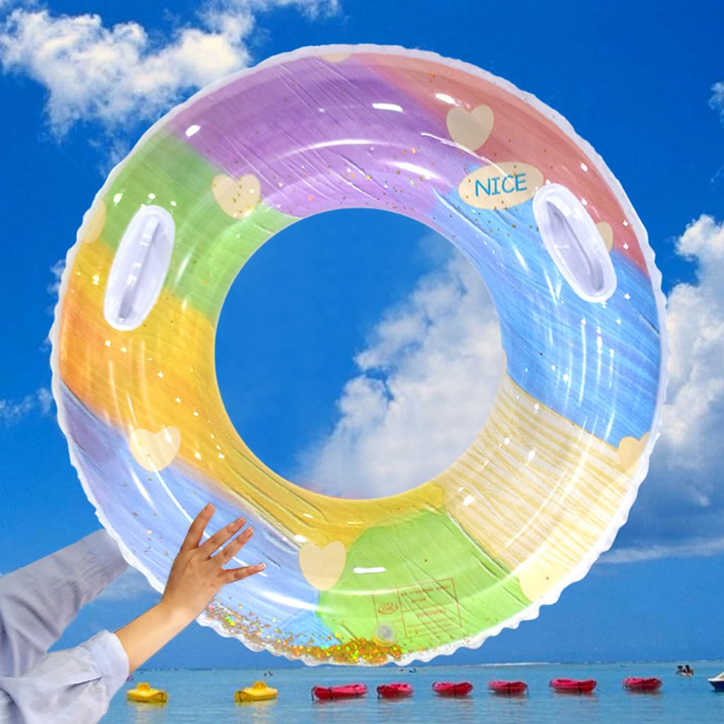 Optifit® Inflatable PVC Swimming Ring for Adults Teens, Vibrant Swimming Pool Ring Swimming Ring for Kids Large Diameter 75cm Swimming Ring with Handles