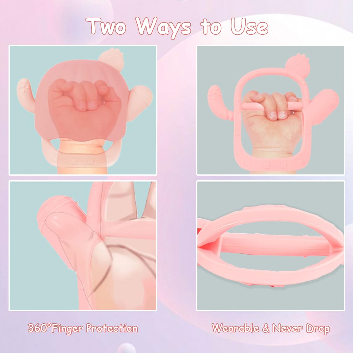 SNOWIE SOFT Penguin Shape Silicone Teether for Babies 3+ Months with Easy Grip Handle | BPA Free Pink Soothing Gum Relief