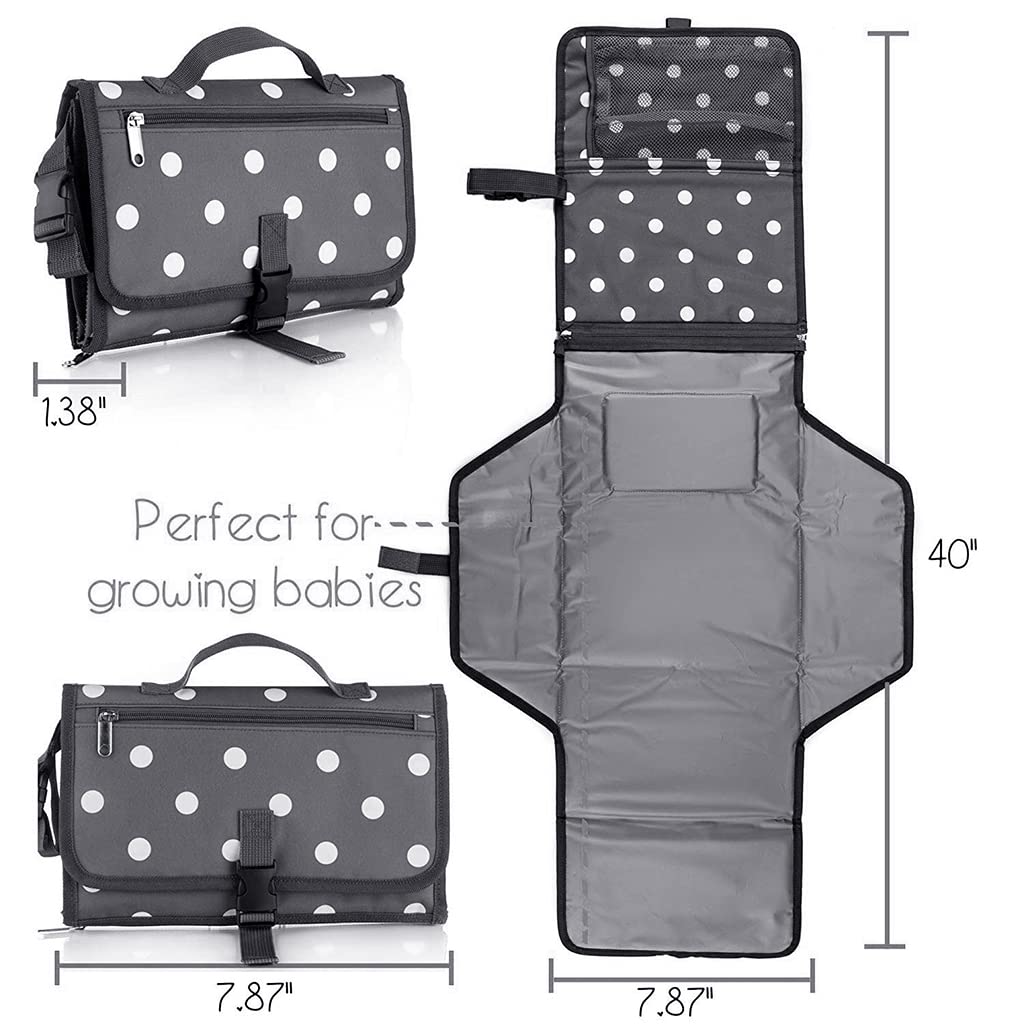 SNOWIE Baby Changing Mat for Indoor and Outdoor Use with One Hand Buckle 36x21.6 in | Foldable Oxford Pad with Organizer Pockets Black