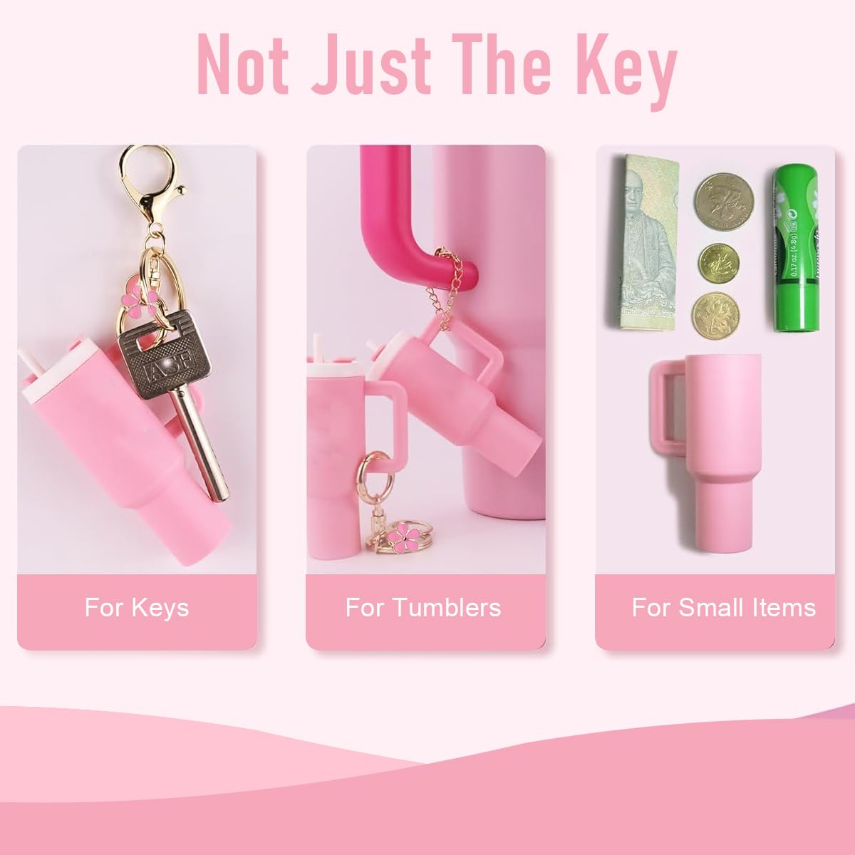 HASTHIP Mini Keychain Accessories for Stanley Cup featuring Cute Pink Charms | 2PCS Gift Set