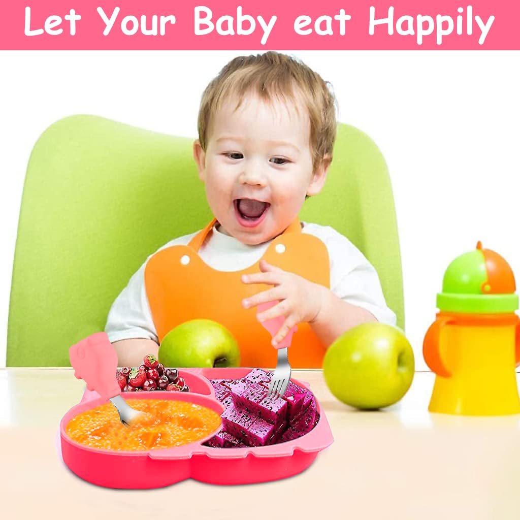 SNOWIE SOFT Suction Plates for Baby, Toddler Divided Dish, Kids Silicone Plates Fits Most Highchair Trays, Microwave Dishwasher Safe, BFA Free