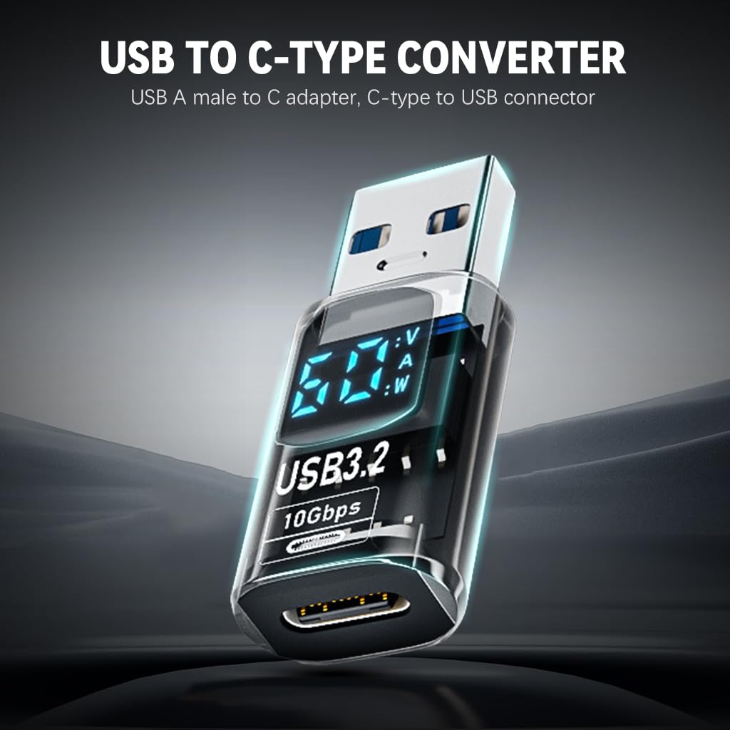 ZORBES USB C OTG Adapter for iPhone and iPad with PD 60W Fast Charging 10Gbps | LED Display 2 Pcs