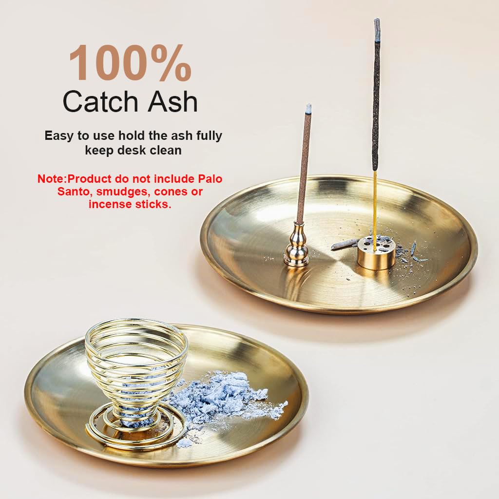 HASTHIP Incense Stick Holder with 5.5 in Ash Catcher and 5 in 1 Brass Design for Home Decor | Yoga