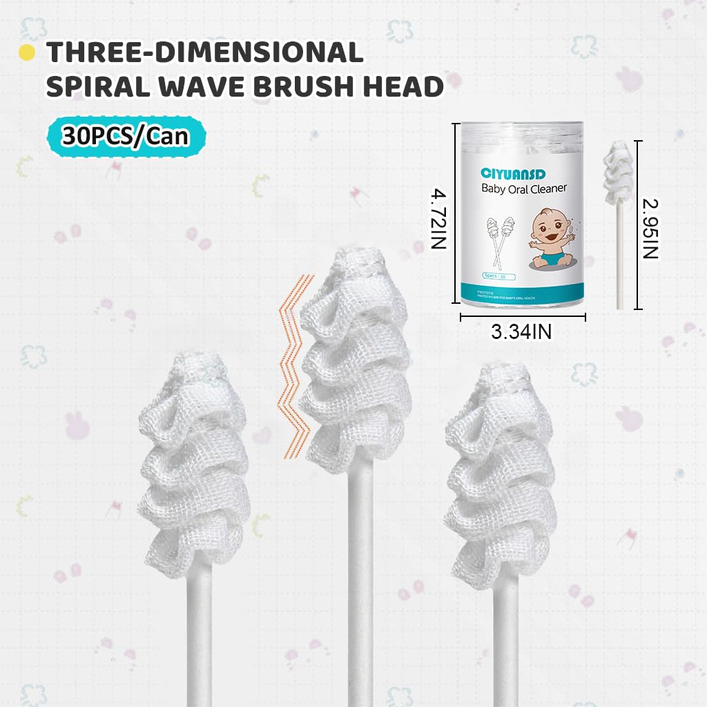 SNOWIE SOFT Disposable Oral Cleaning Sponge Swab for Baby and Adult Care 30 Count | Individually Wrapped Medical-Grade Soft Foam