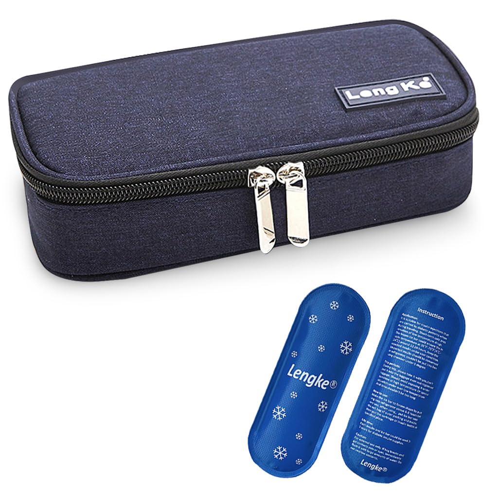 HANNEA® Insulin Cooler Travel Case with 4 Reusable Ice Packs Medical Cooler Bag with Multi Pocket for Diabetic Medication Portable Zipper Cool Case for Insulin