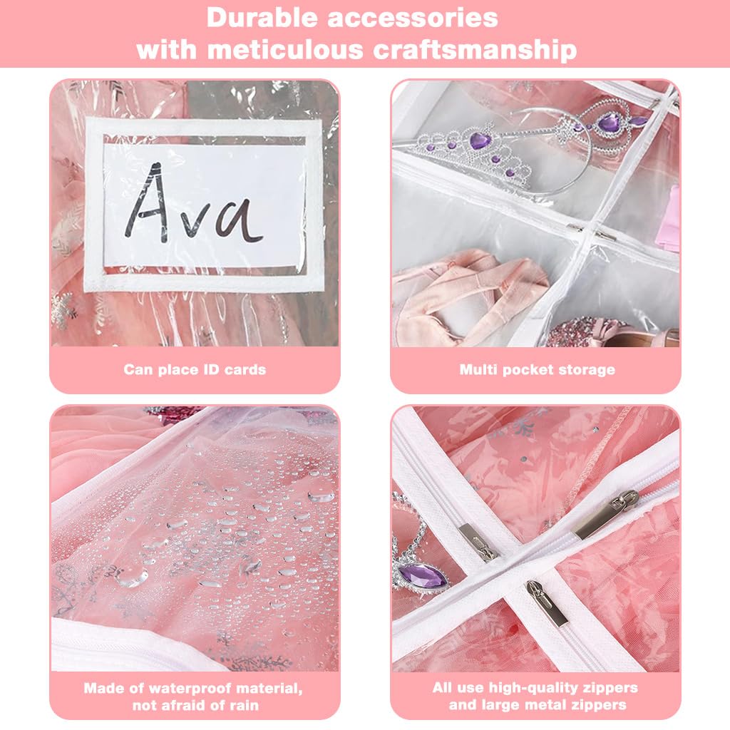 HASTHIP Garment Bags for Dance Costumes with Zippered Pockets 24 x 40 in PVC Cover | Kids Organizer