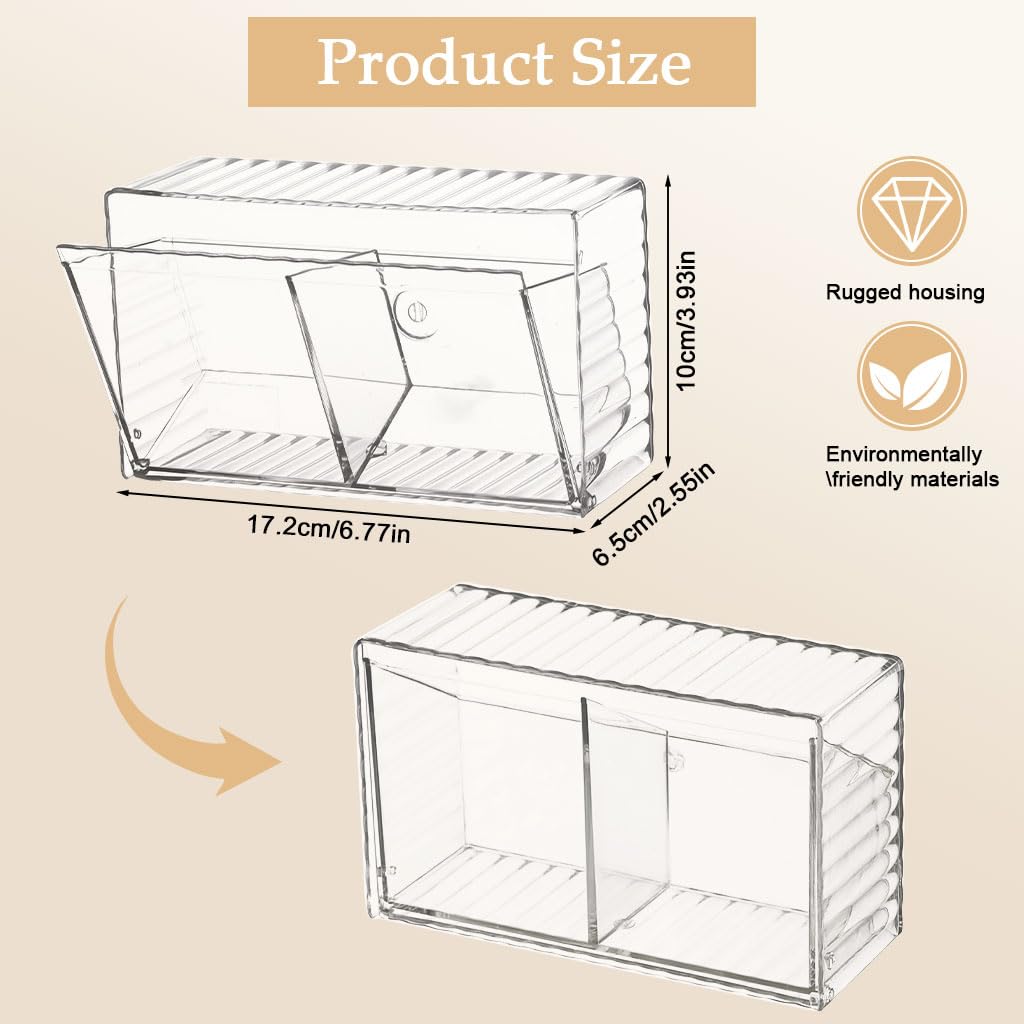 HASTHIP Washroom Storage Organizer for Bathroom Essentials with Dual Compartments 17.2x6.5x10cm | No Drill Wall Mount Transparent Acrylic Box