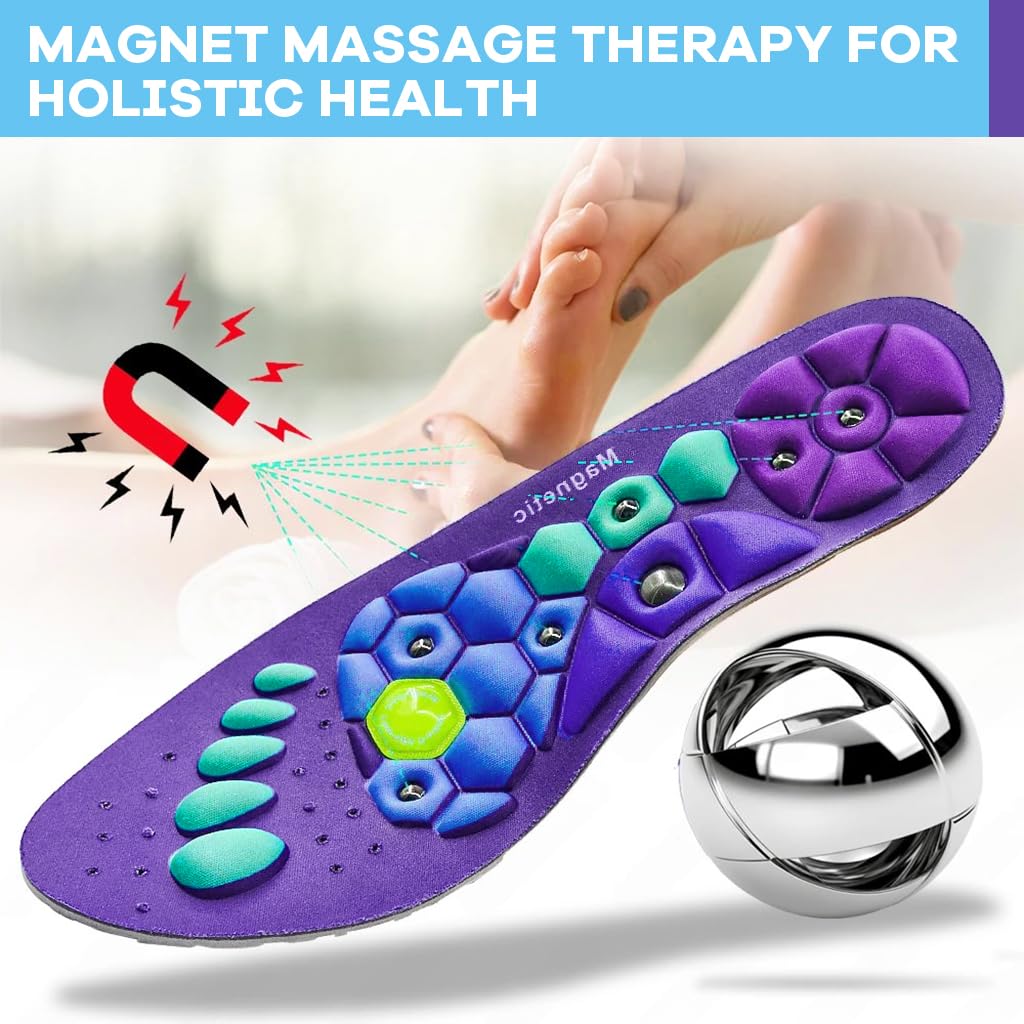 HANNEA Acupressure Insoles with Magnet Nubs for EU 44–47 Shoes featuring EVA Material | Foot Massage and Circulation Support