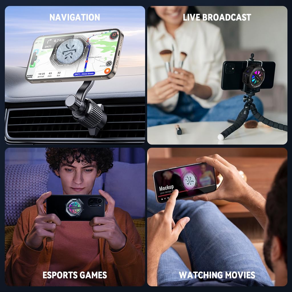 ZORBES Phone Cooler for Gaming with 4 Cooling Levels LCD Display and Magnetic Mount | RGB Light Semiconductor System 3PCS