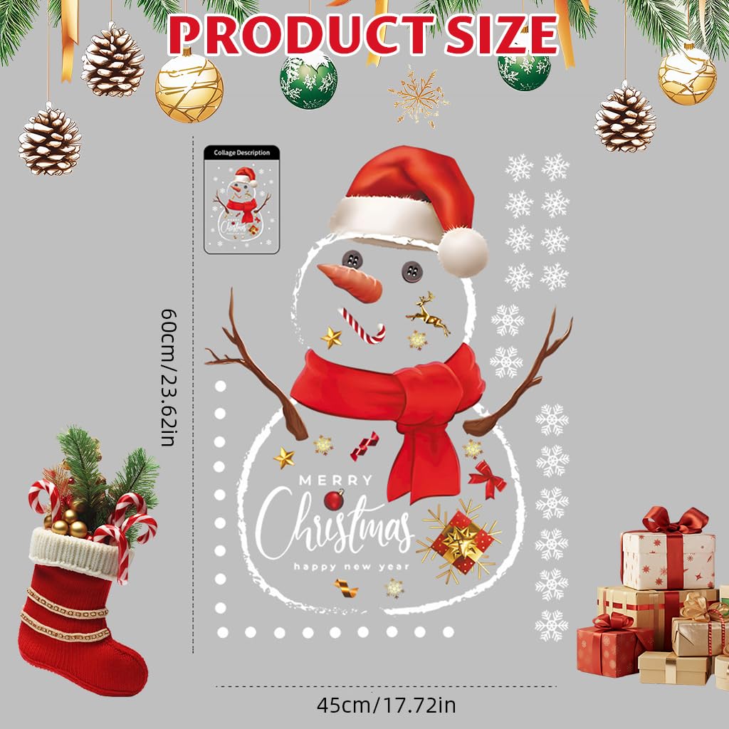 HASTHIP Snowman Window Clings for Christmas Decorations with Static Cling 45x60cm | Reusable Glass Stickers