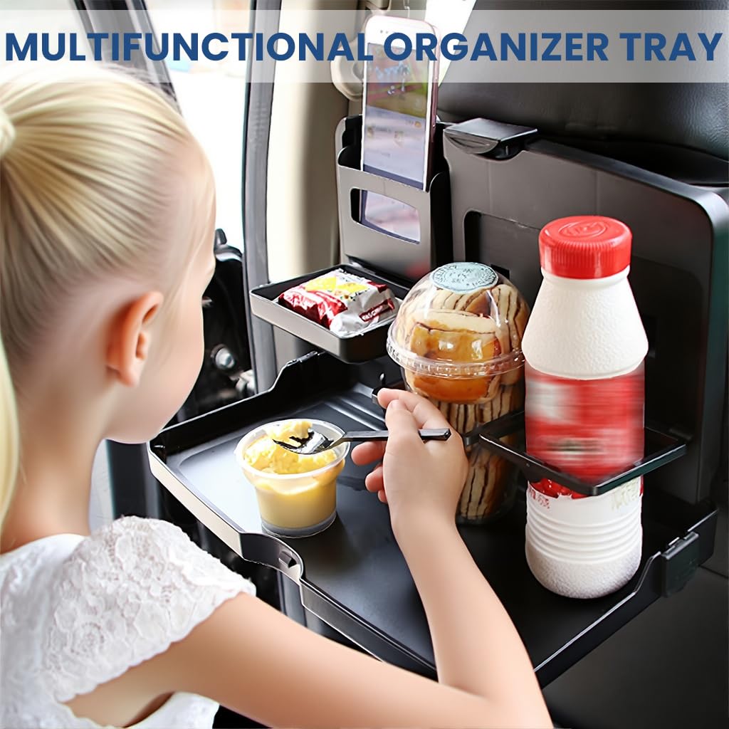 ZIBUYU Car Folding Table for Backseat Use with Adjustable Height & Angle | 34x20x3.5cm ABS Tray