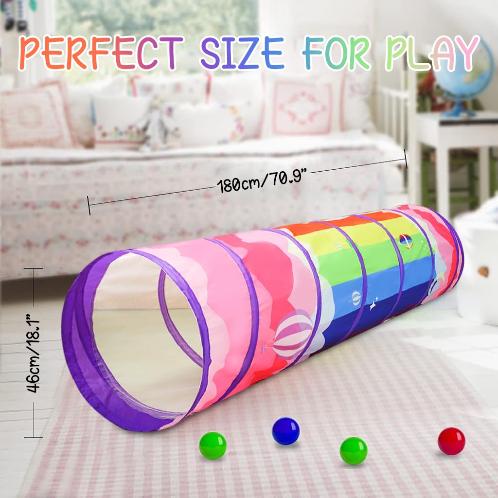 PATPAT Kids Play Tunnel for Indoor and Outdoor Play featuring Spring-Loaded Frame 6 ft | Colorful Mesh Design for Toddlers and Pets