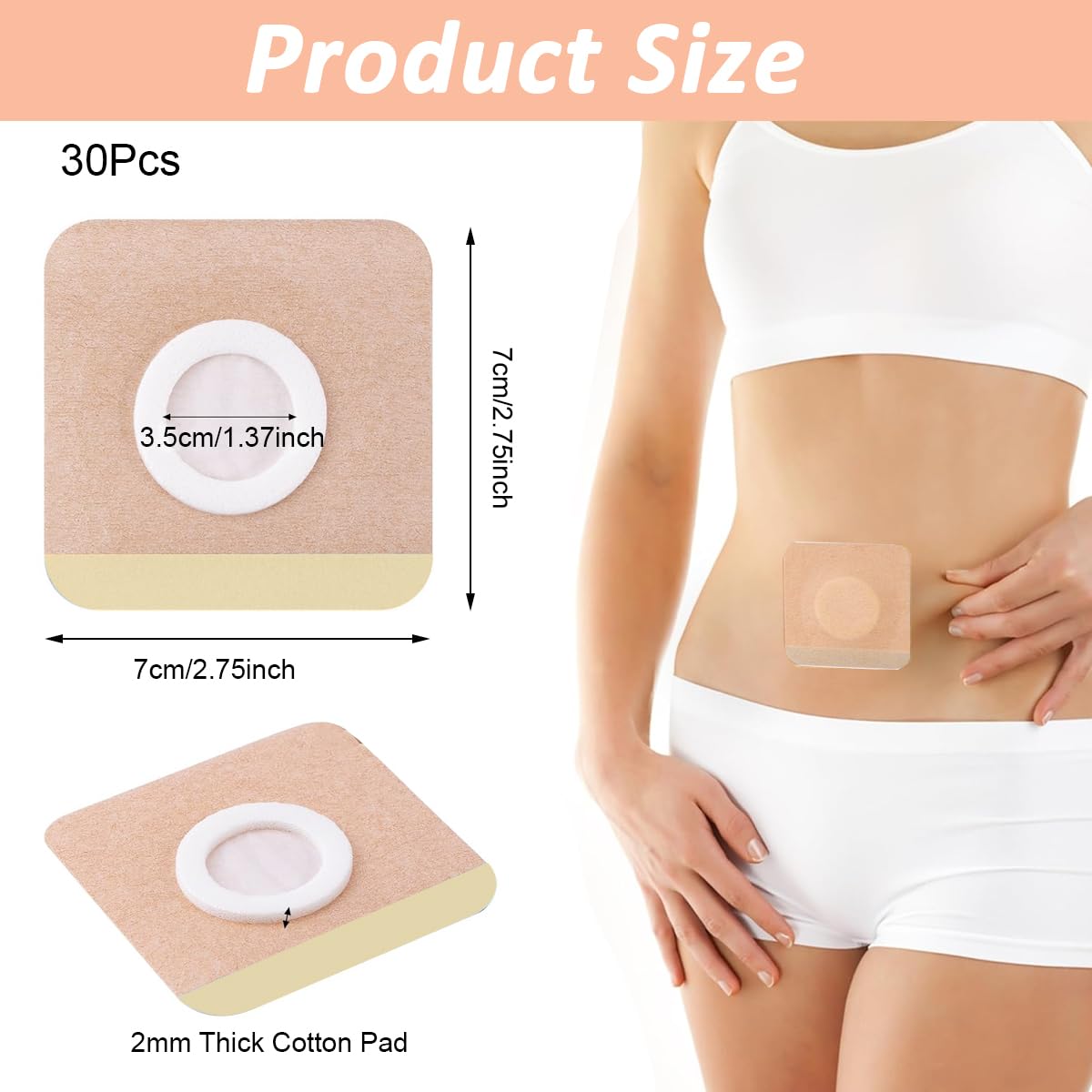 HANNEA Castor Oil Patches for Belly Button with 30 Count Self-Adhesive Design | Organic Cotton