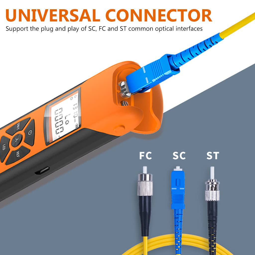 Serplex Optic Power Meter for Fiber Testing with LED Flashlight and USB Rechargeable 400mAh Battery | Measures -70 to +10 dBm Across 7 Wavelengths