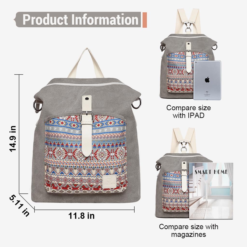 PALAY Women Backpack for Work and Travel with 30x13x38cm Space | Canvas Multiway Bag