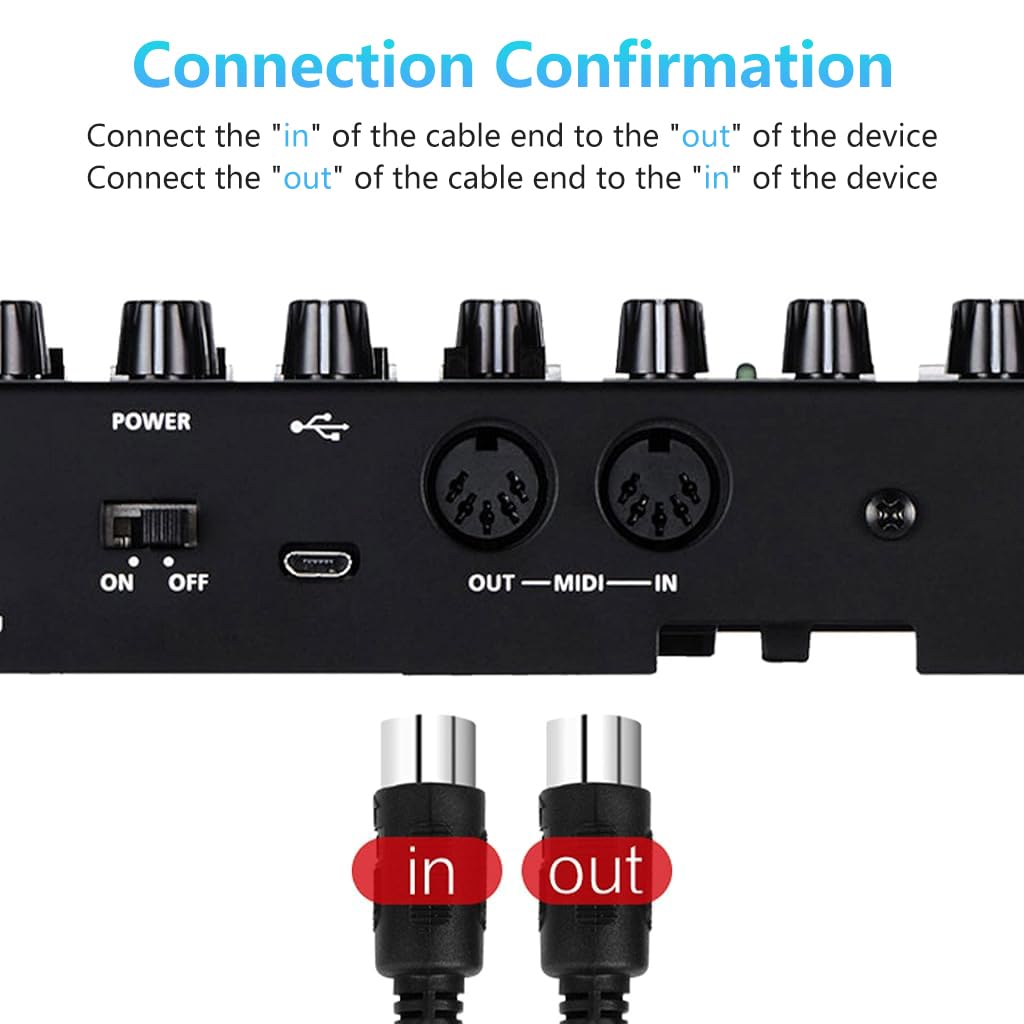 ZORBES MIDI Cable for Keyboard and Synth with 5 Pin DIN Connectors 3.3 ft | 2 Pack