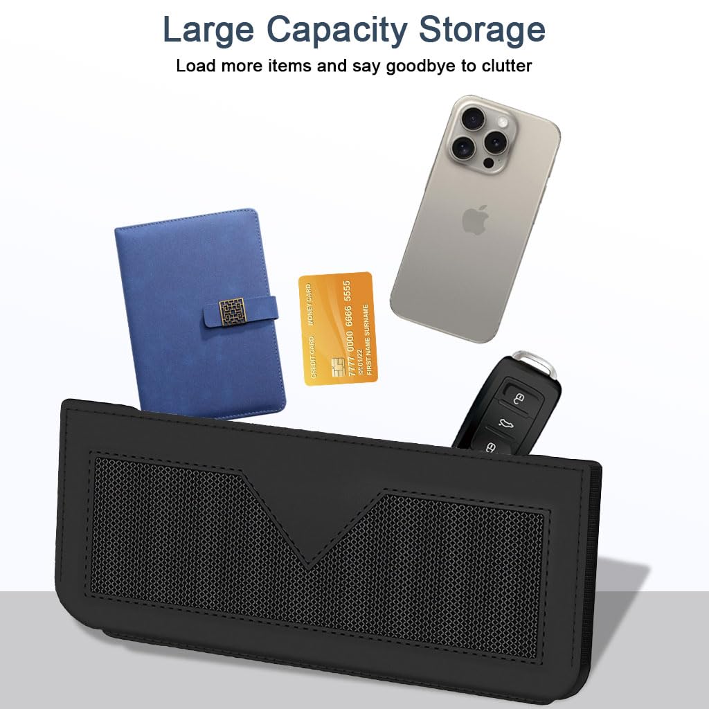 STHIRA Car Seat Storage Pocket for Dashboard with Dual Adhesive Strips 24x10cm PU Leather | Space-Saving Organizer for Phone Keys and Cards