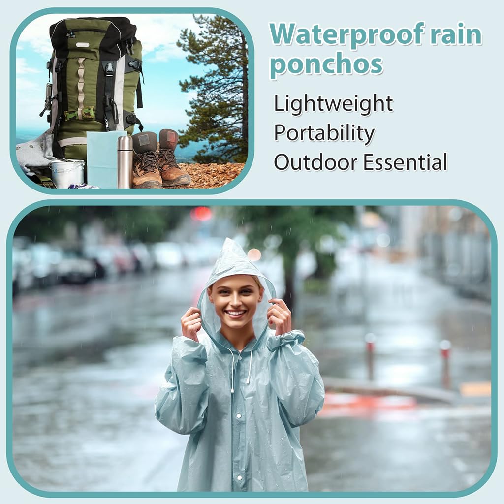 PALAY Rain Ponchos for Adults featuring 56.2 in Length and 53.5 in Chest | Reusable EVA Pack of 2