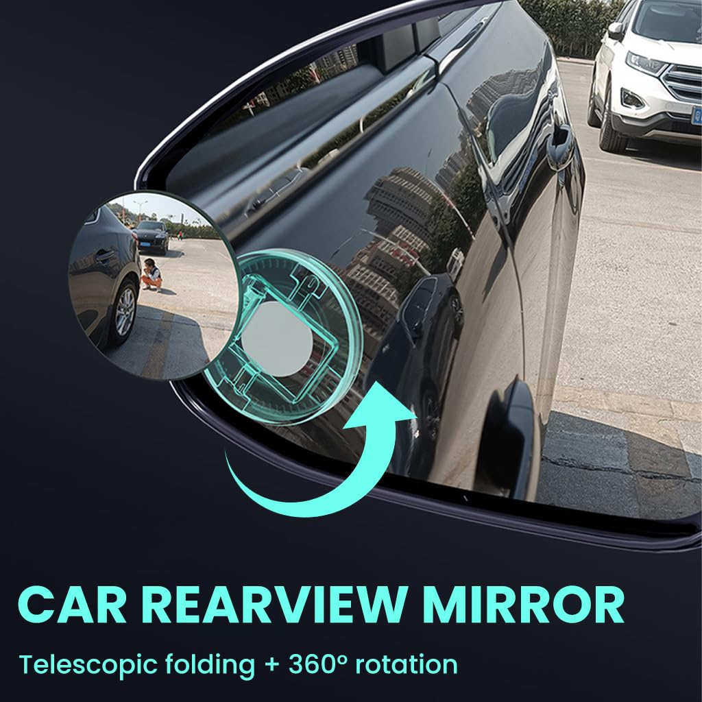 STHIRA Car Blind Spot Mirrors for Safer Driving with 360° Adjustment and 1.96 in HD Glass | Strong Suction Mount