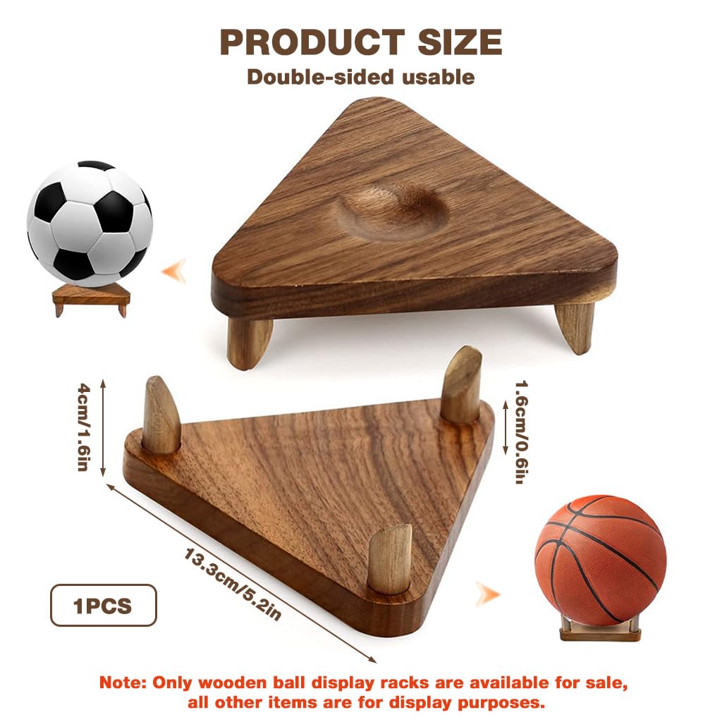 HASTHIP Triangle Wooden Ball Display Rack for Desktops with Stable Stand | 13.5x13.5x5cm