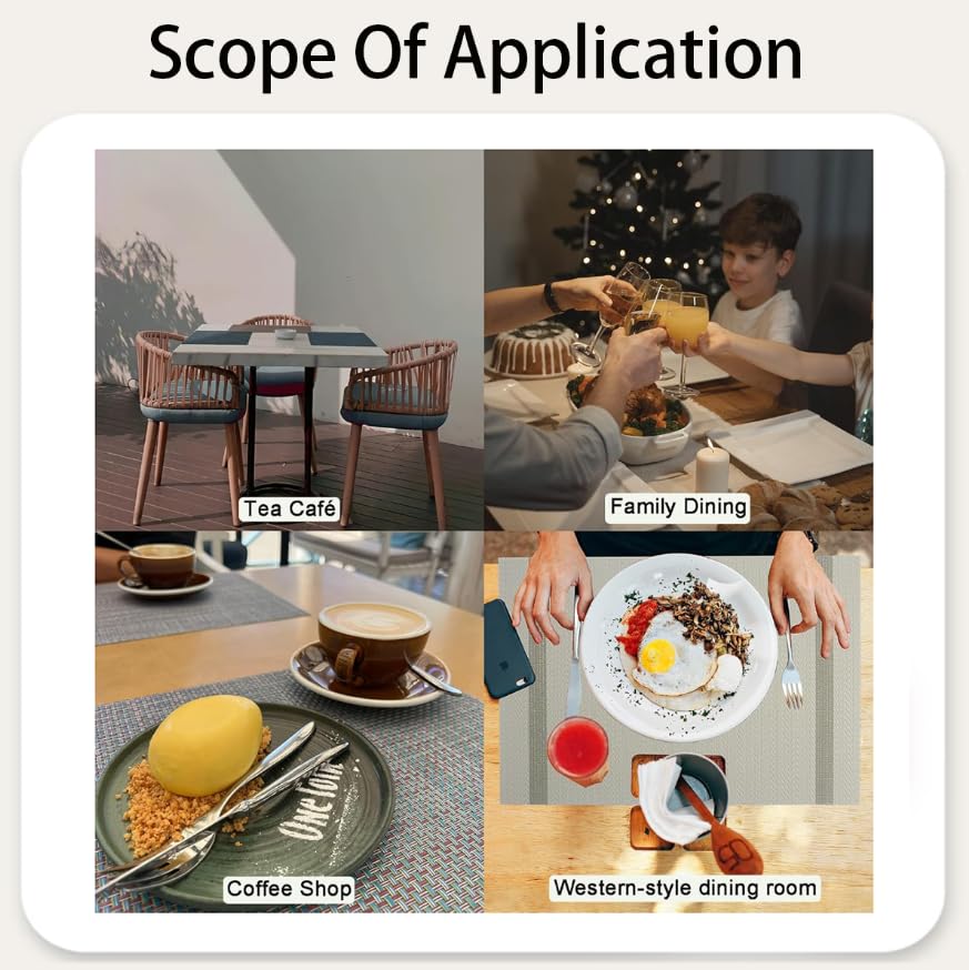 ZIBUYU PVC Table Mats Set of 6 for Dining Tables with Heat Resistant Non Slip Texture | Brown Washable Design