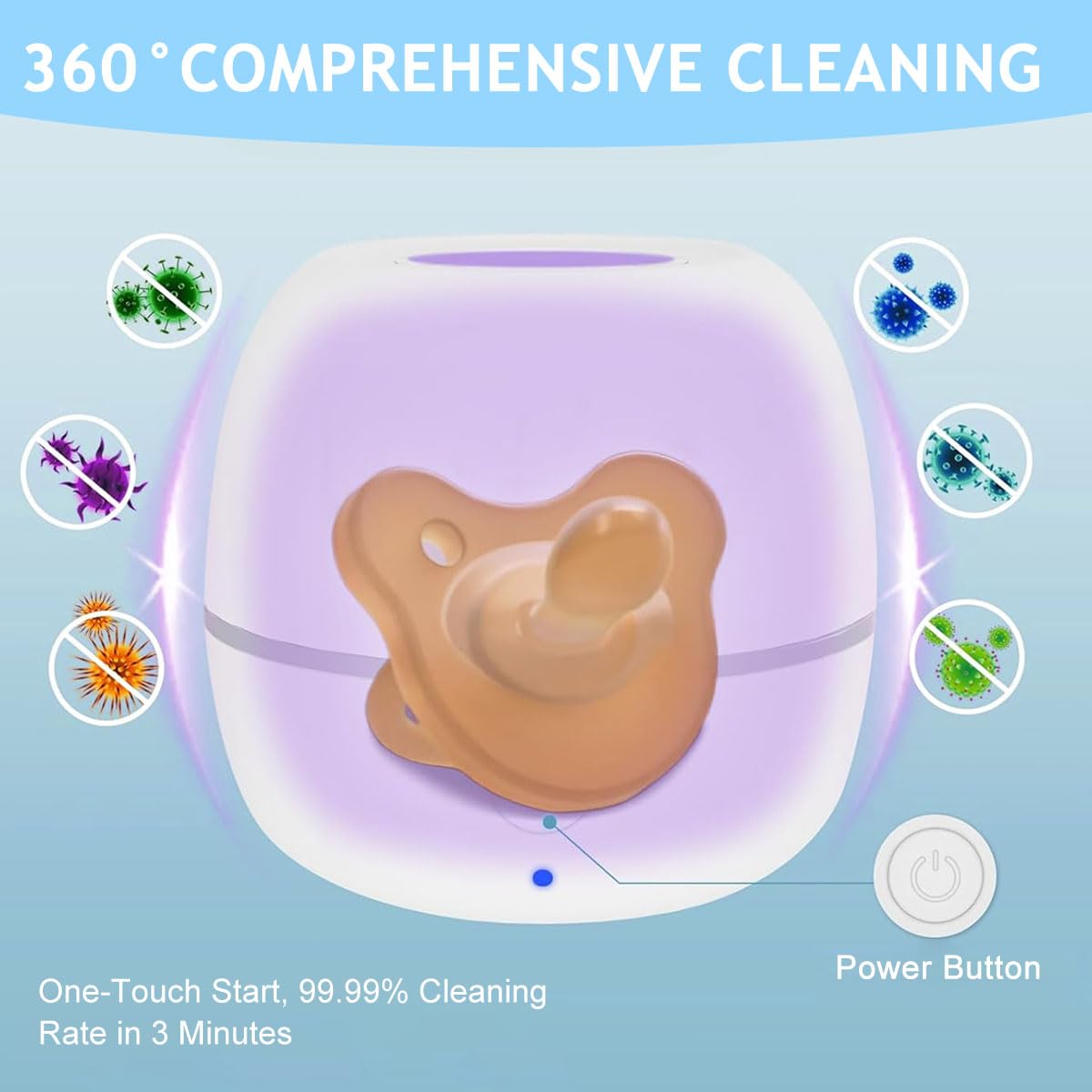 SNOWIE SOFT Portable UV Pacifier Sanitizer with 600mAh USB Rechargeable Case | 2 in 1 Sterilizer and Storage for Baby Soothers