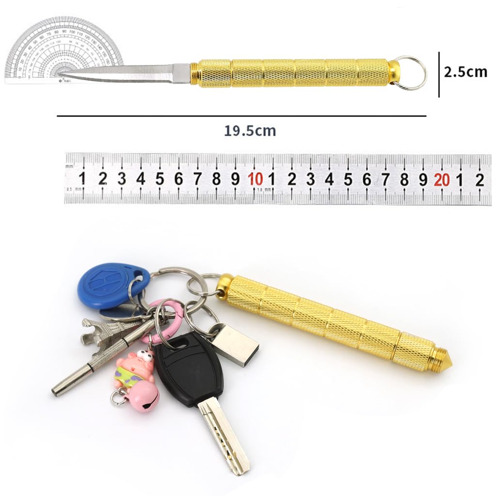 Optifit Portable Window Breaker with Keyring featuring Stainless Steel Design in Gold | Multipurpose Utility Tool