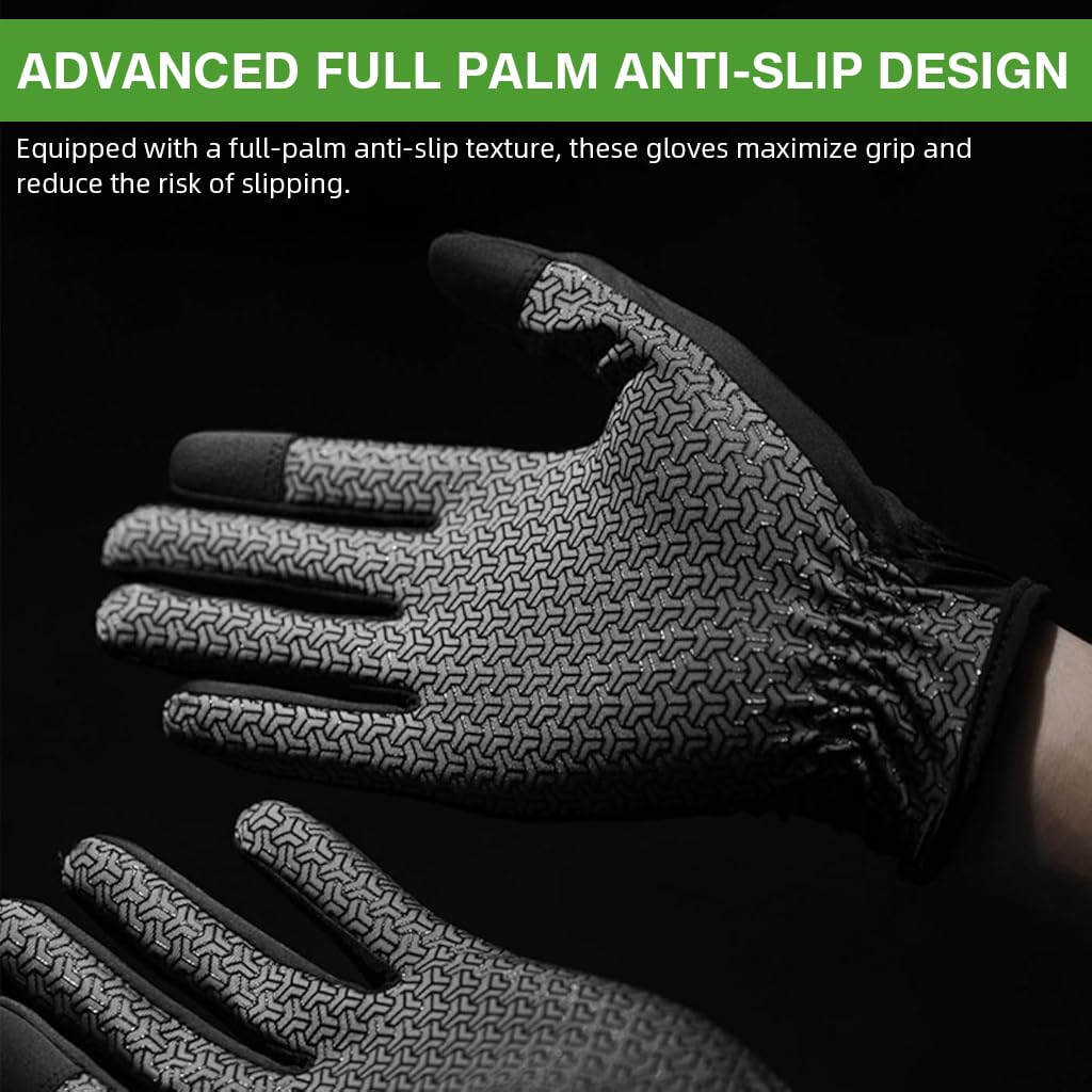 Proberos Riding Gloves for Cycling and Outdoor Sport with UPF 50+ Sun Protection | Touchscreen and Anti Slip Design in Black