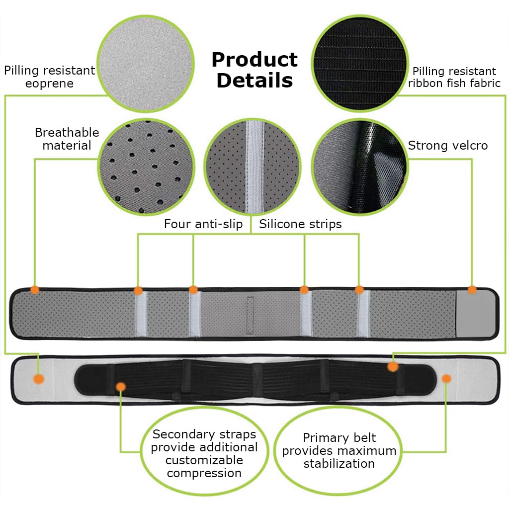 HANNEA Sciatica Pain Relief Belt for Back and Hip Support with 44 in Strap | Breathable Fabric